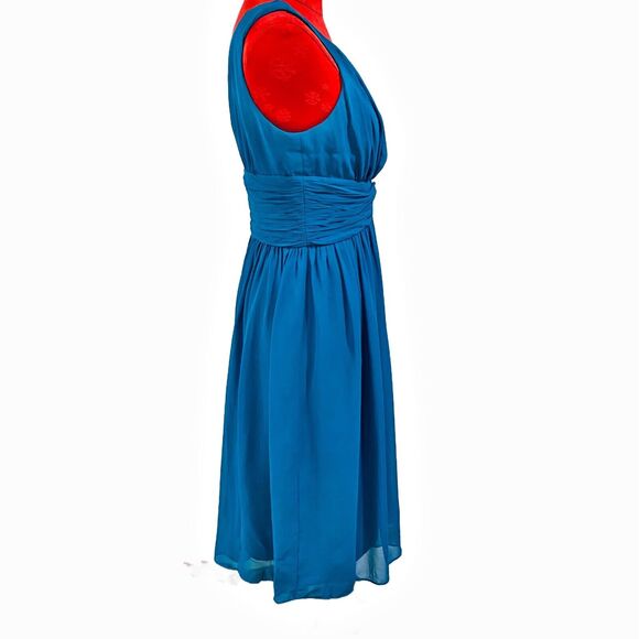Donna Morgan size 6 Teal Blue Silk Chiffon Cocktail Party Dress Flowing Romantic - Picture 4 of 7